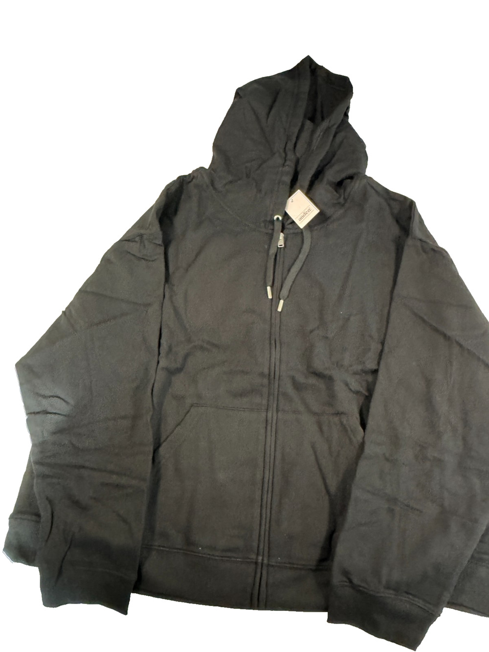 Auden Women's Fleece Zip-up Sweatshirt Black Size 3X Hooded Loungewear